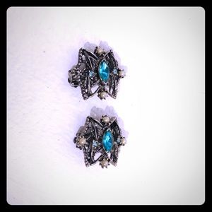 Vintage 1940s/50s Aquamarine Costume Clip Earrings